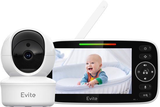 Evite Babyfoon met Camera Full HD 5.0 Inch Wit - Evite - €64,95