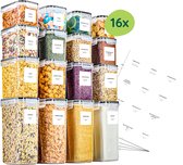 Boite de rangement cuisine XIVADA - 16 pcs Bocaux conservation avec étiquettes - Conteneurs de stockage