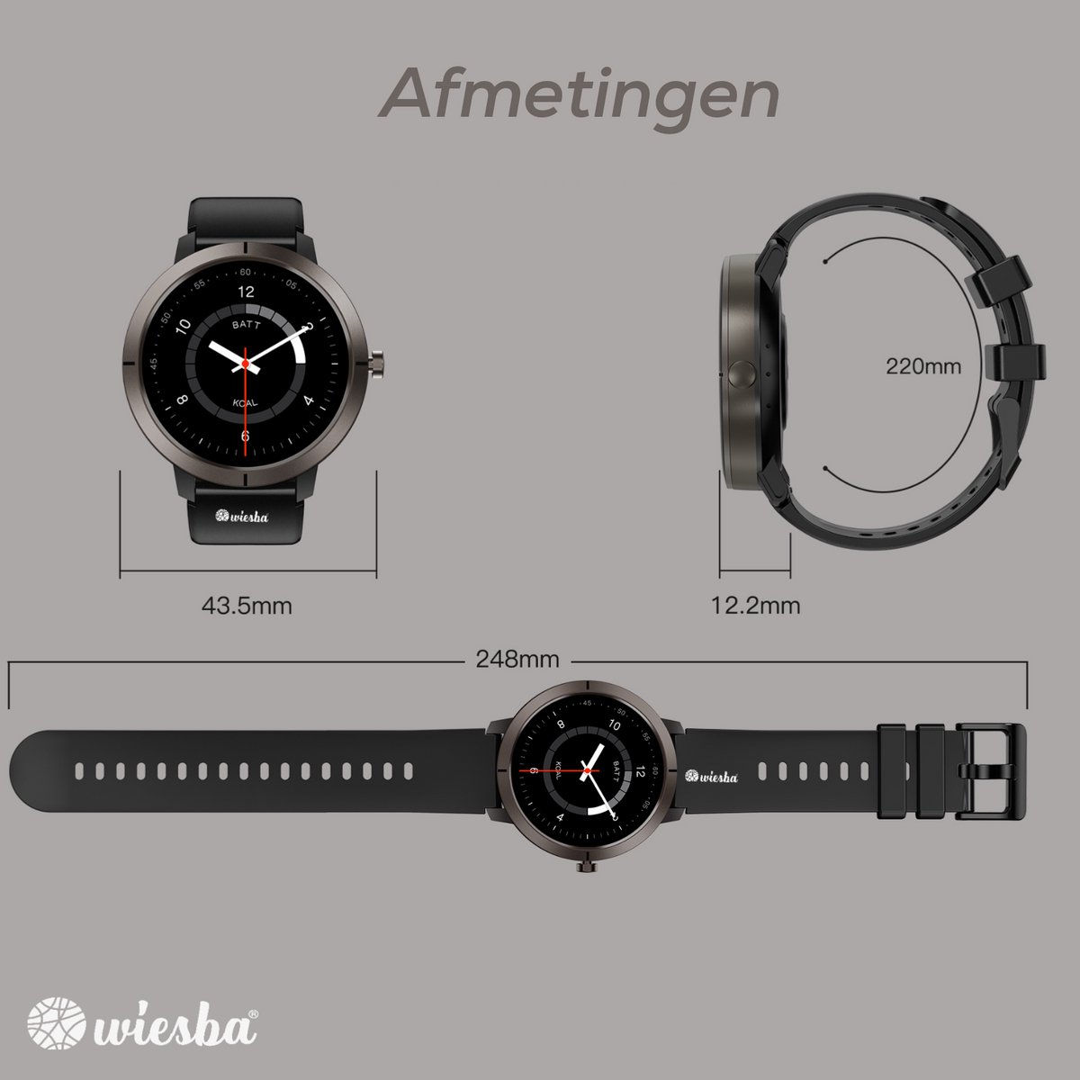 Afbeelding 2 van Wiesba Smartwatch Ultra-performance 76 Goud 1.32 inch GPS
