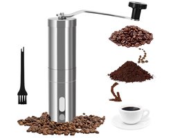 1 stuk - Handkoffiezetapparaat - Koffiemolen - Zilver - Handmatige koffiemachine - Roestvrij staal - 4,8 * 4,8 * 18,8 cm - Roestvrijstalen koffiezetapparaat - Geschikt voor reizen, thuis en kamperen - Geschikt voor espresso en French press koffie