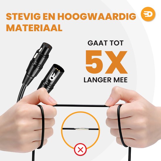 Drivv. Câble XLR Premium - Câble microphone - Mâle vers Femelle 3 broches - 3 Mètres