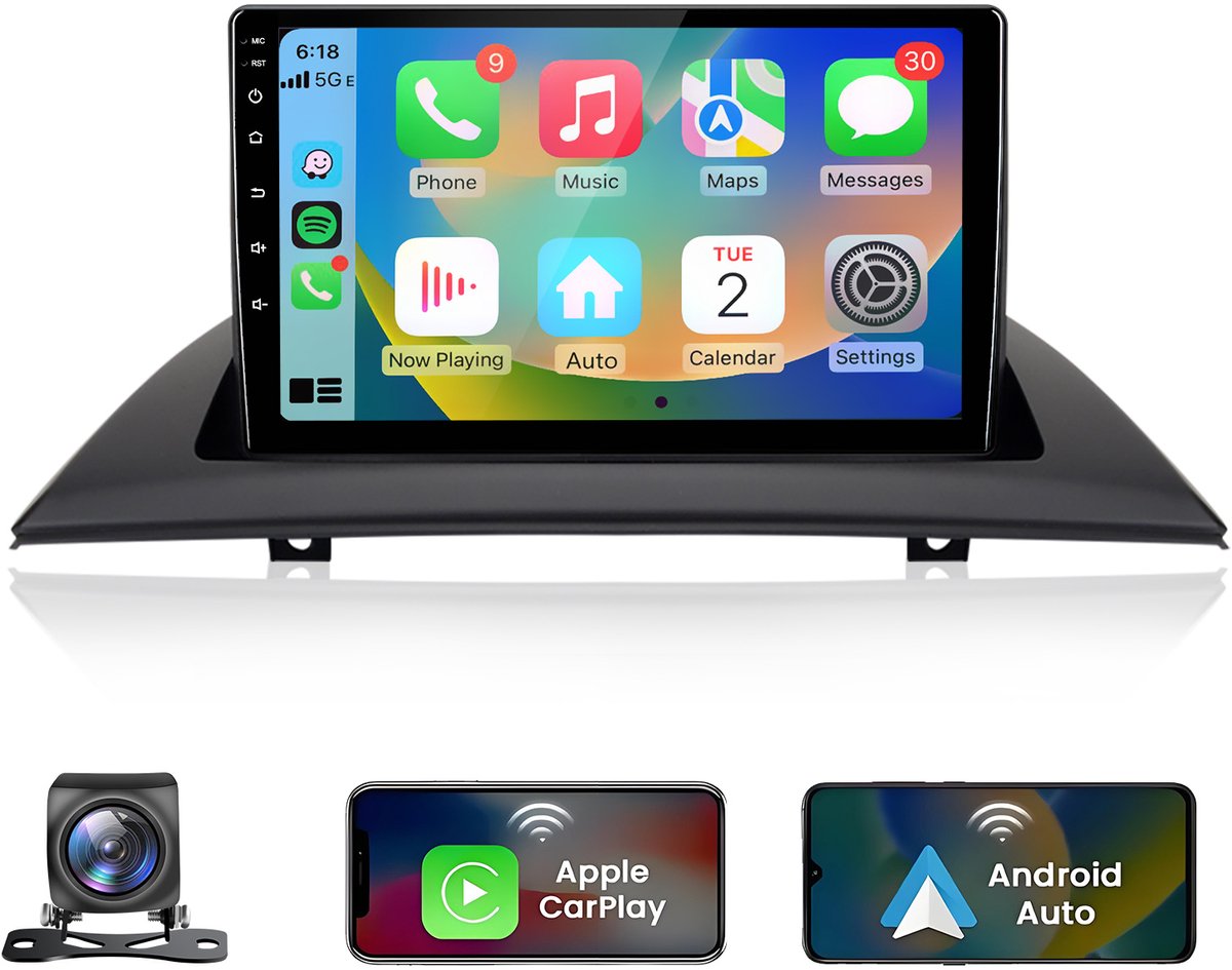 JUNSUN Autoradio - Geschikt voor BMW X3 E83 2004-2012, - Android 15 - 2+64 GB - Draadloze CarPlay & Android Auto - GPS Navi & SWC & Bluetooth & Wifi & KAM
