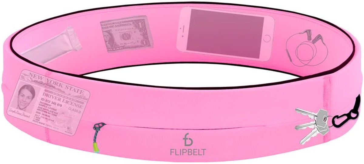 Flipbelt Zipper - Running Belt - Hardloopriem voor Telefoon, water en Meer - Unisex - Licht roze - XL