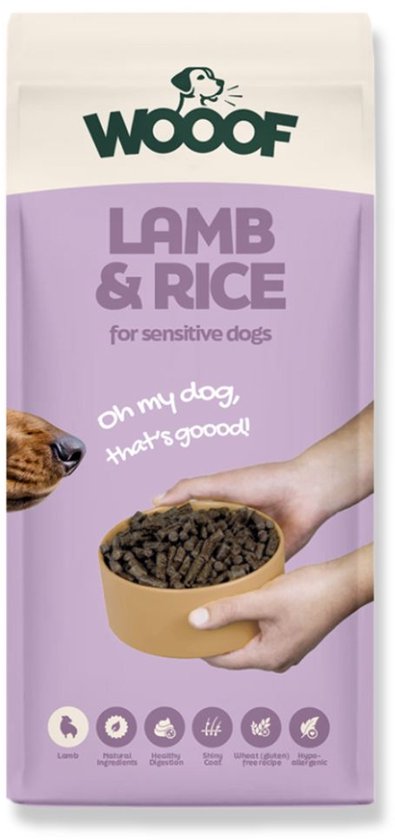 WOOOF Lam & Rijst Geperst Hypoallergeen Hondenvoer 18kg &ndash; Graanvrij