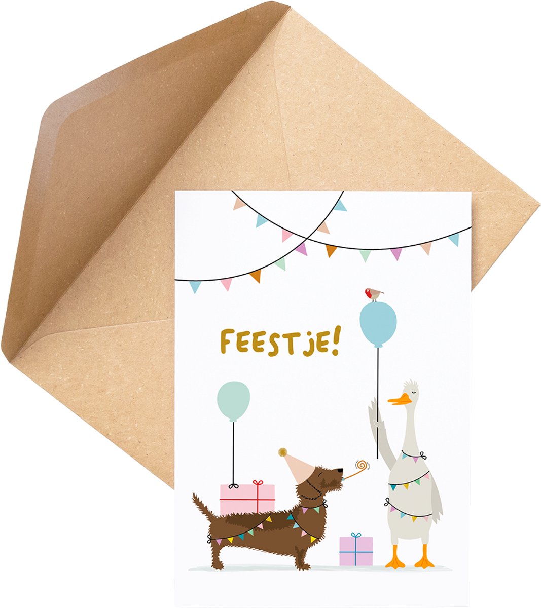 Uitnodigingen Kinderfeestje met Enveloppen – Party Animals Frits & Runner – 8 Stuks – Verjaardagskaartjes Kinderen – Voor Jongens en Meisjes – Beschrijfbaar