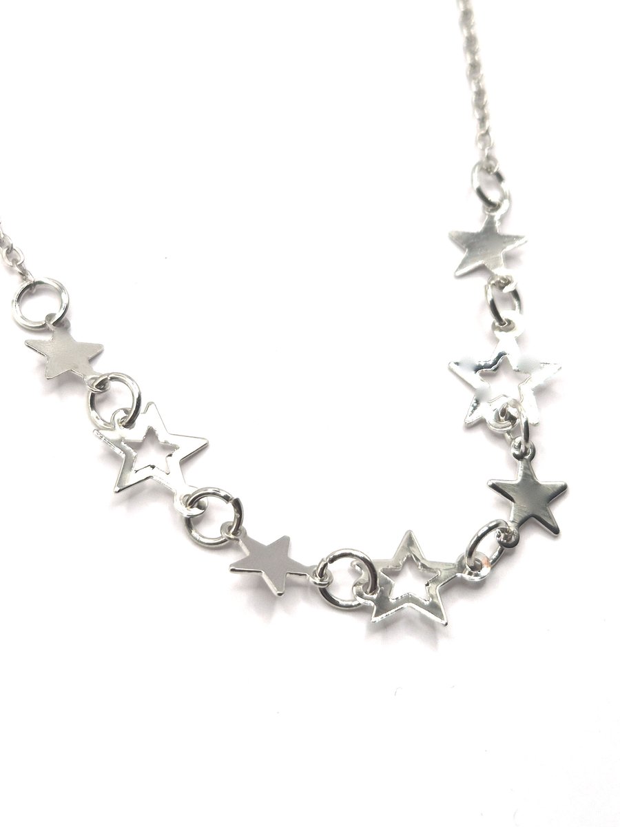 Ketting Meisje- Kinderketting Sterren- Meisjesketting ster- Ketting met sterren- Zilver- Kind- LiLaLove