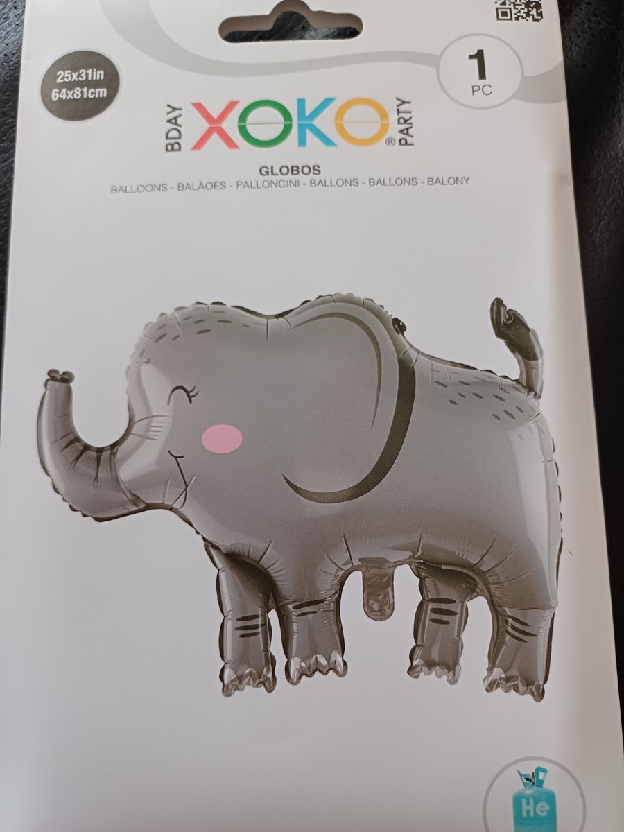 Folieballon olifant 64x81cm