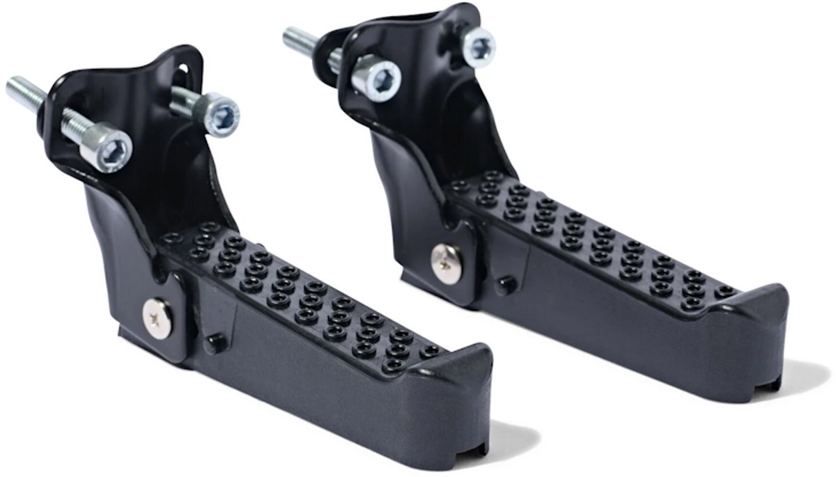 Velo Inklapbare Voetsteunen Zwart – Set van 2 – Voor Bagagedrager Fiets – Kinder Voetsteunen met Anti-Slip – Kunststof met Stalen Beugel – Inclusief Bevestigingsmateriaal