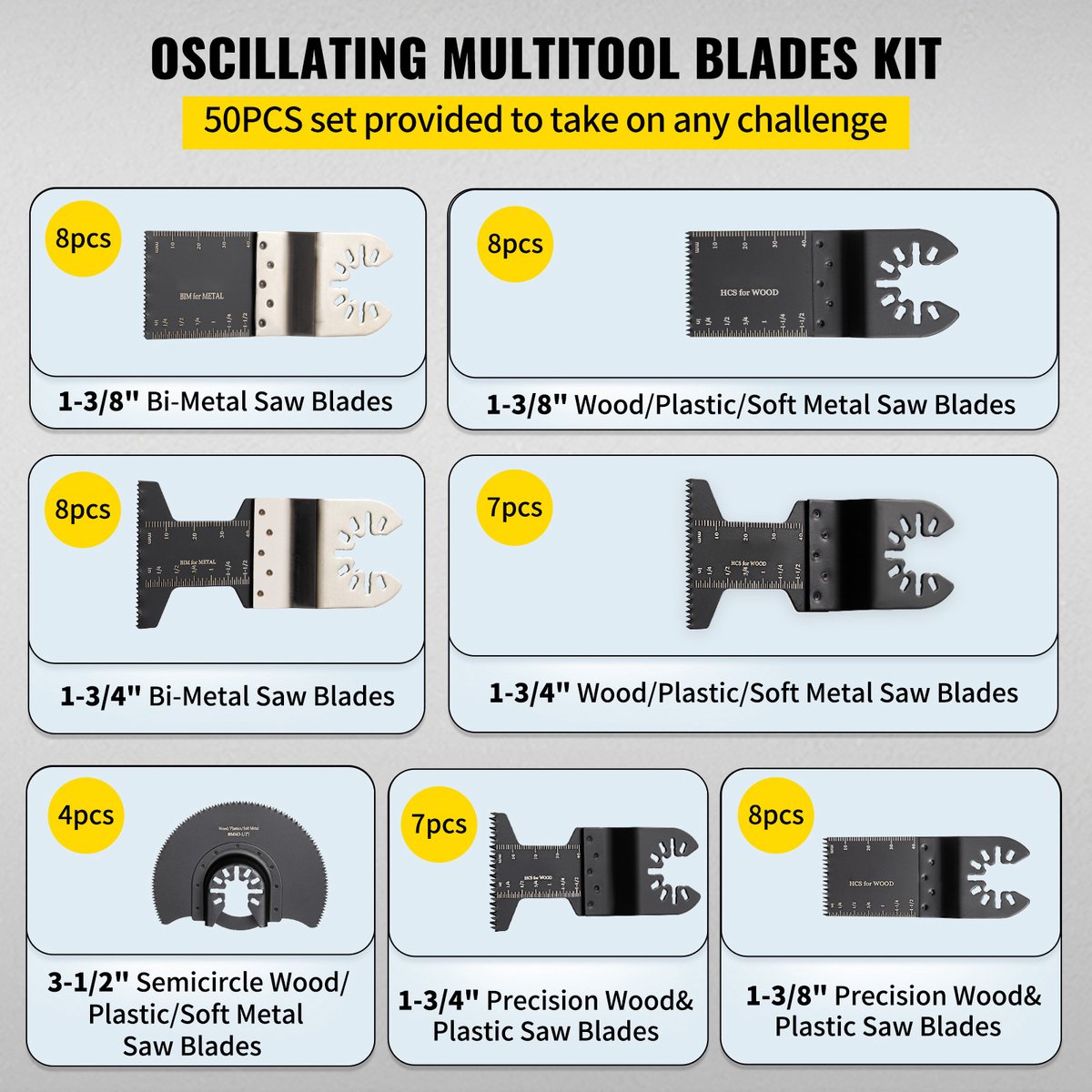 50 Stuks Oscillerende Zaagbladen – Snelsluit Set voor Multifunctionele Gereedschappen – HCS Zaagbladen voor Hout, Kunststof, Metaal, Spijkers en Schroeven – Compatibel met Dewalt, Dremel, Fein, Worx, Bosch, Makita en Milwaukee – foto 7