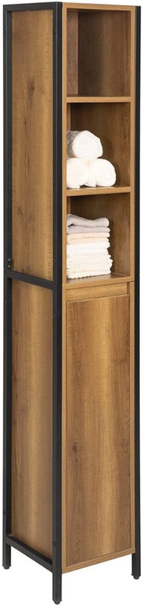 Thuys – Kolomkas Staand – Opbergkasten Met Deuren – Hoge Kast – ‎28cm x 30cm x 168cm – Bruin