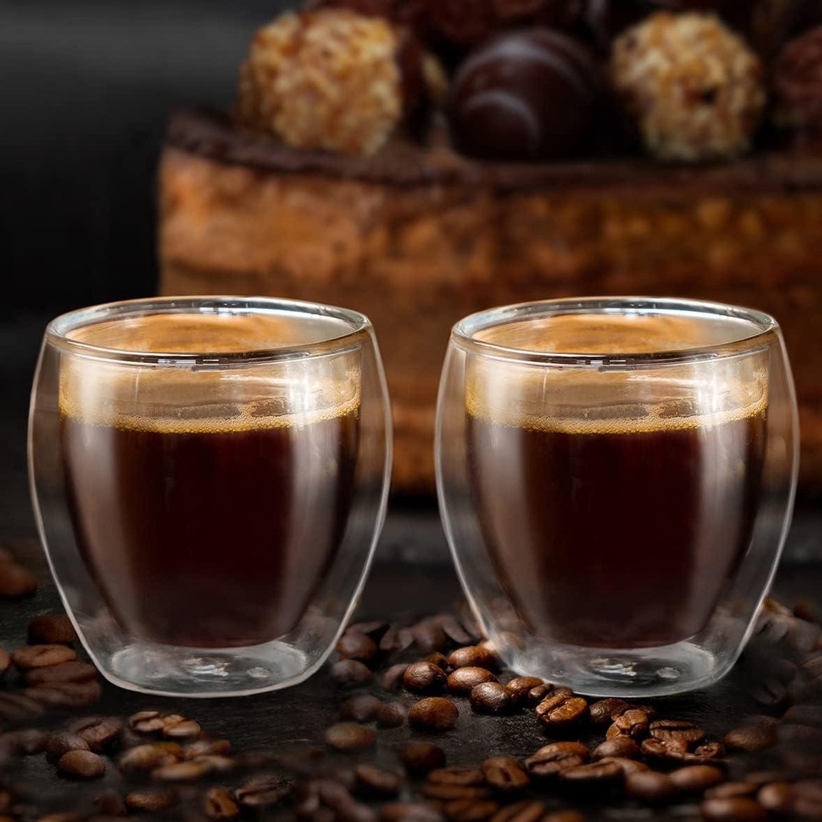 Transparante Intirilife 4x Dubbelwandig Thermoglas - Gestreepte Stijl 190ml Inhoud Mondgeblazen Geisoleerd Voor Latte Macchiato Als Theeglas Of Koffieglas Met Handvat
