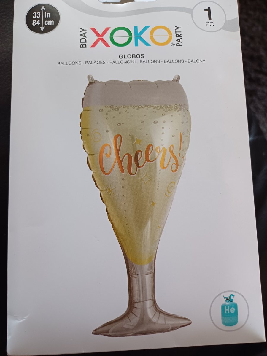 Folieballon champagneglas 33x84cm