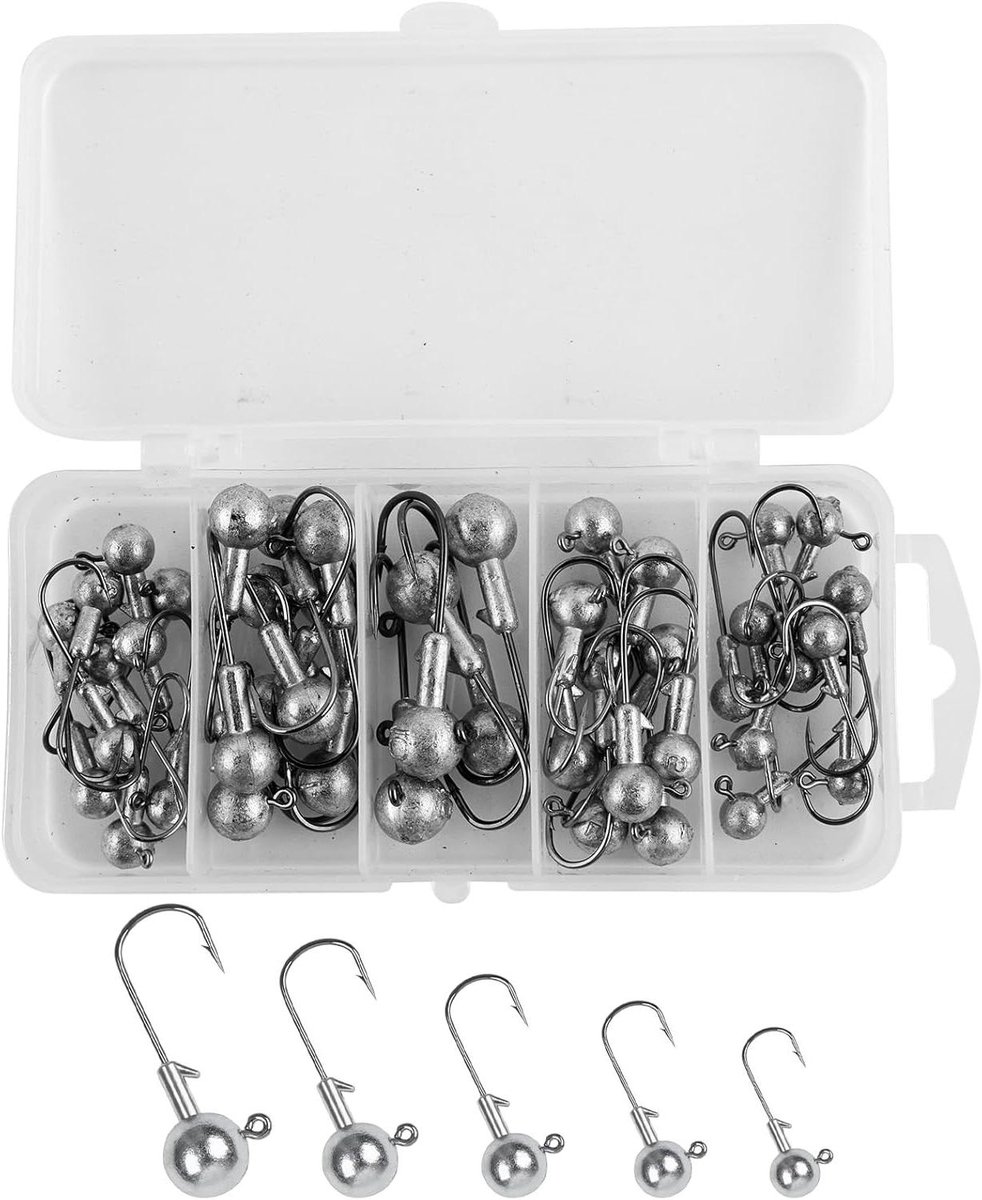 Allecto Plus - 45 stuks vishaken jigkoppen voor roofvissen - Rubberen vissen - Visaccessoires 25/35/5/7/10 g