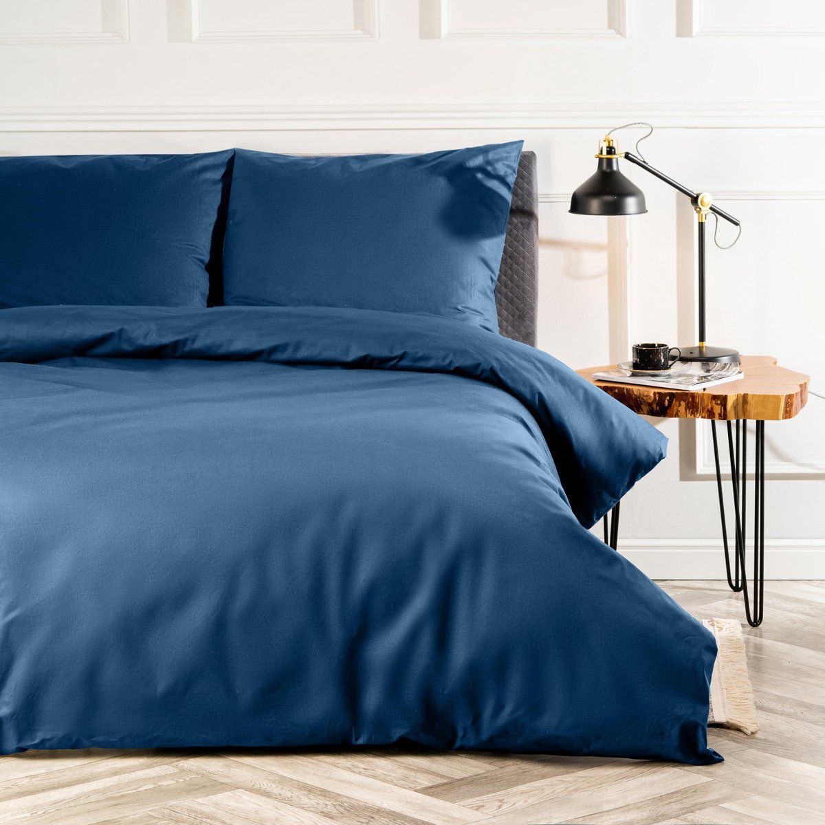Ibenzoa Hoogwaardige Katoenen Beddengoedset met Ritssluiting , Inclusief Kussensloop donkerblauw