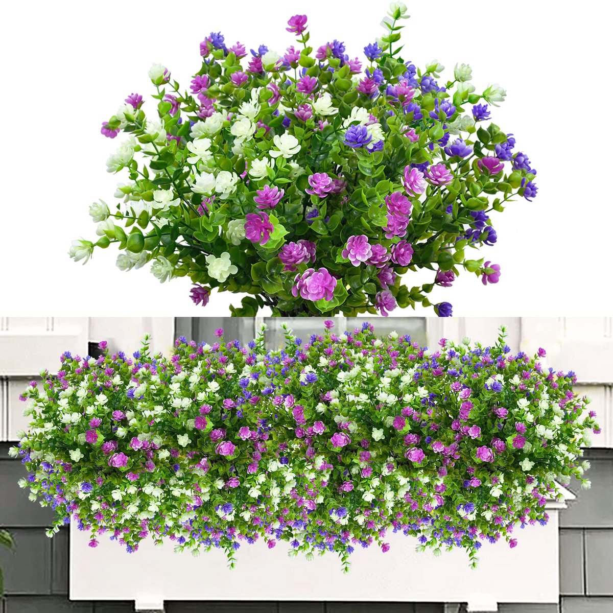 Ibenzoa Kunstbloemen Bundel voor Balkon en Tuin - Weerbestendige Decoratie groen