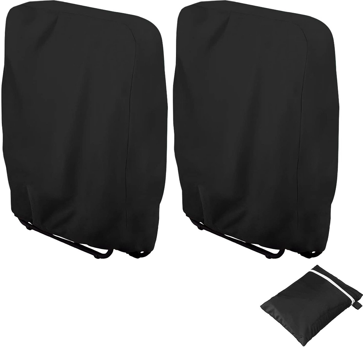 Ibenzoa® Beschermende Afdekhoes voor Inklapbare Tuinstoelen met Opbergtas - Set van 2, Zwart