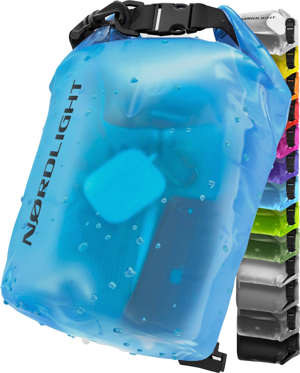 Nordlight Dry Bag en Waterdichte Tas - (10L, Blauw) Waterdichte pakzak met rolsluiting en schouderband | Zwemmen, strand, kanoën, staand peddelen, duiken
