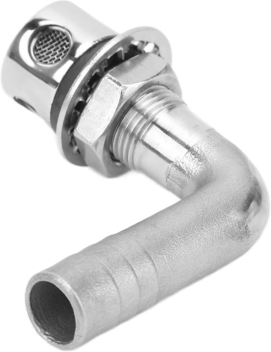 Allecto Plus - Roestvrijstalen Boot Benzinetankventiel 90° voor Brandstoftank - Duurzaam en Roestvrij - Geschikt voor 5/8 inch Buizen