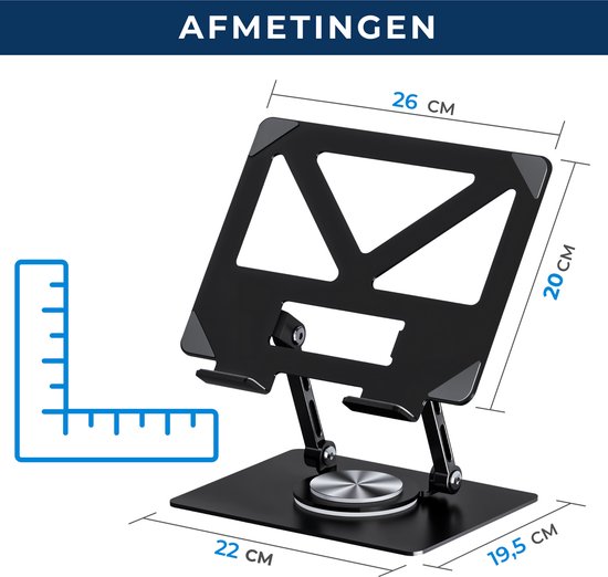 Laptop Standaard - Verstelbaar - Ergonomisch - 360 Rotatie - Hoogte & Hoek Verstelling - Opvouwbaar - Laptop Verhogen - Rheme