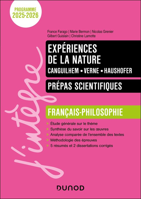 Expériences de la nature - Manuel Prépas scientifiques Français-Philosophie - 2025-2026