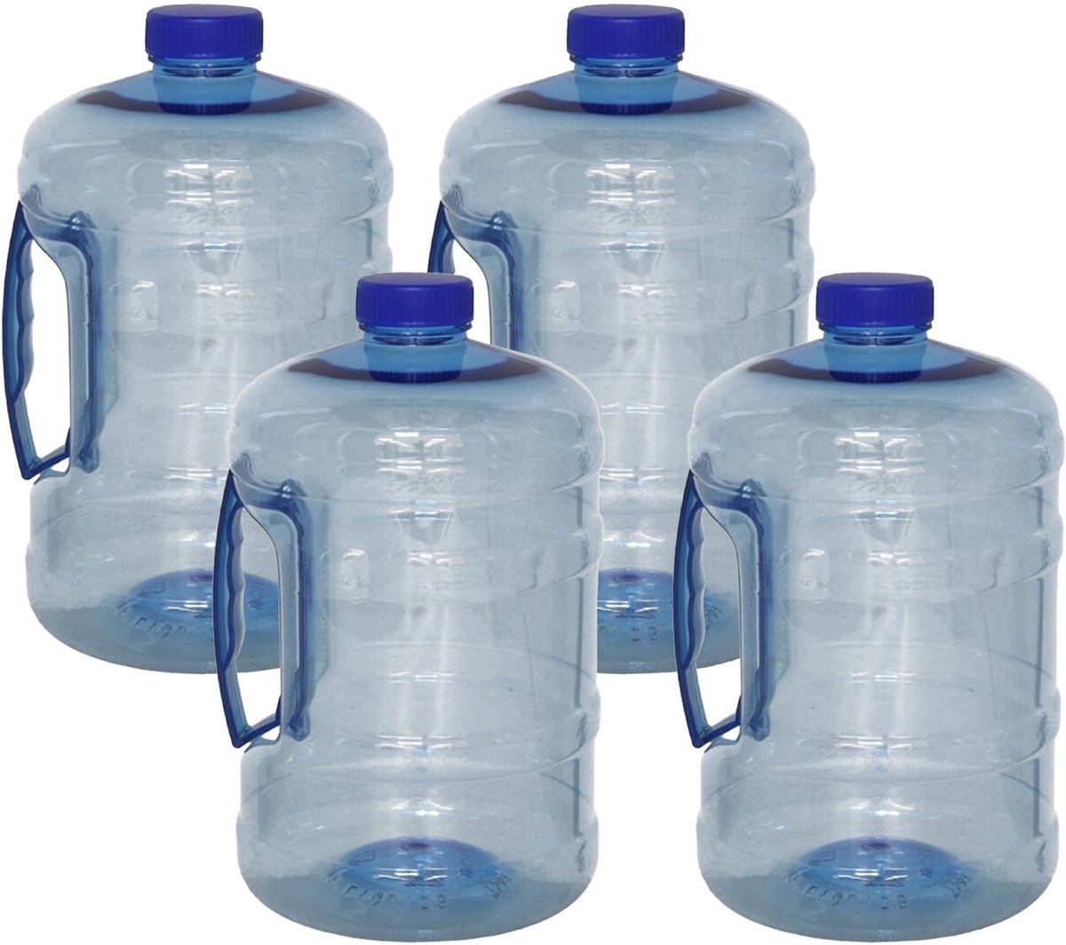 Gerimport Watercontainer/jerrycan - 4x - 2 Liter - Kunststof - blauw - 13 x 22 cm - kamperen/camping/wecken
