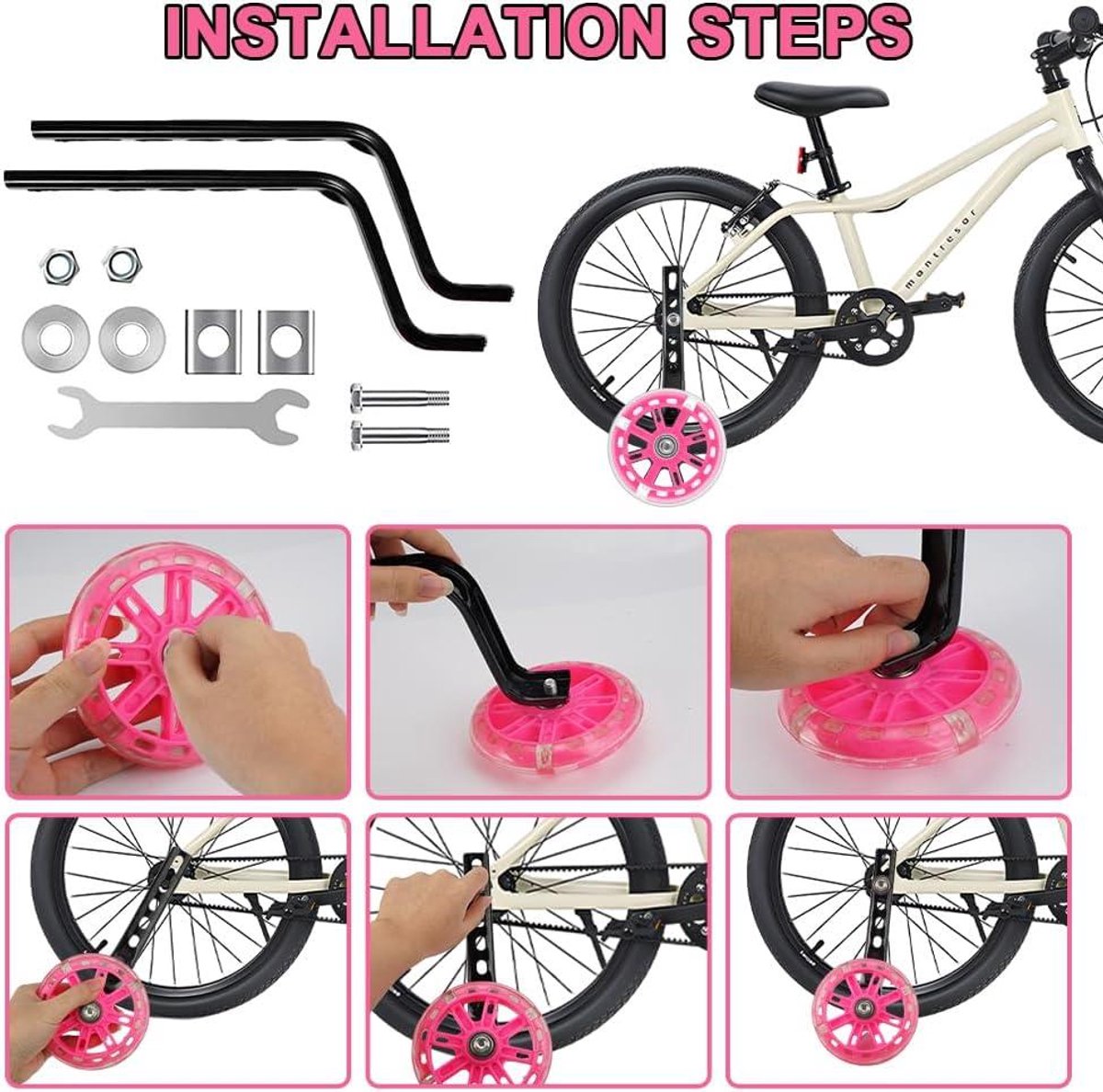 GothicBride Fietssteunwielen, kinderfiets, 2 stuks, universele