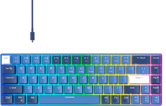 MageGee MK BOX - Gaming Toetsenbord - Mechanisch Toetsenbord - RGB - 68 Keys - Ivory White Switches - Donker Blauw