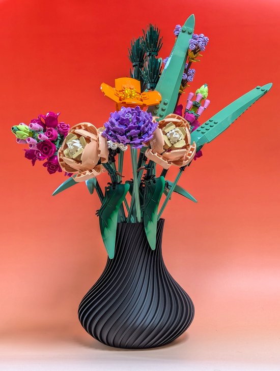Vaas met houder voor Lego bloemen - Zwart - Maerc Design