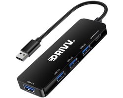 Drivv. USB Splitter 4 poorten - USB 3.0A - USB Hub 3.0 - Aluminium Behuizing - Zwart