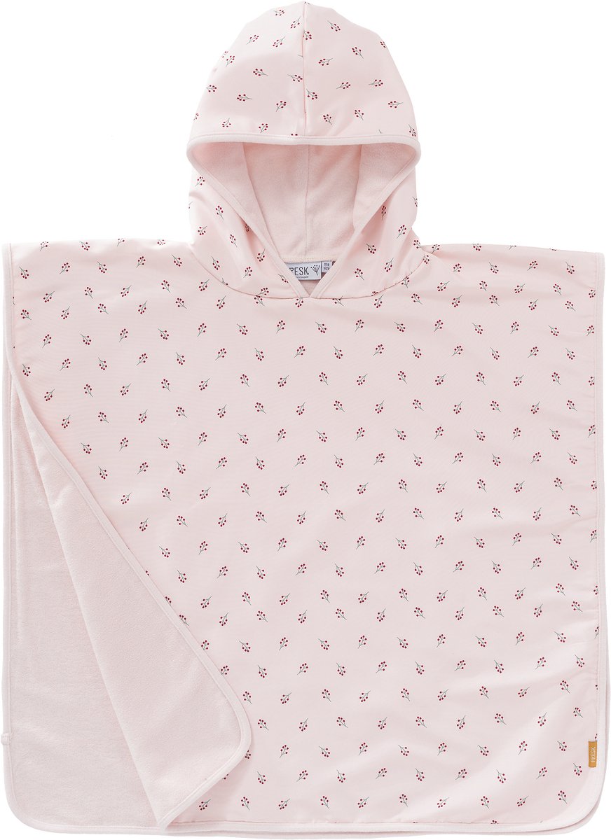 Fresk UV badponcho one size - Badcape met Capuchon – Sneldrogend Strandlaken - Meisjes - Ecru - Berries