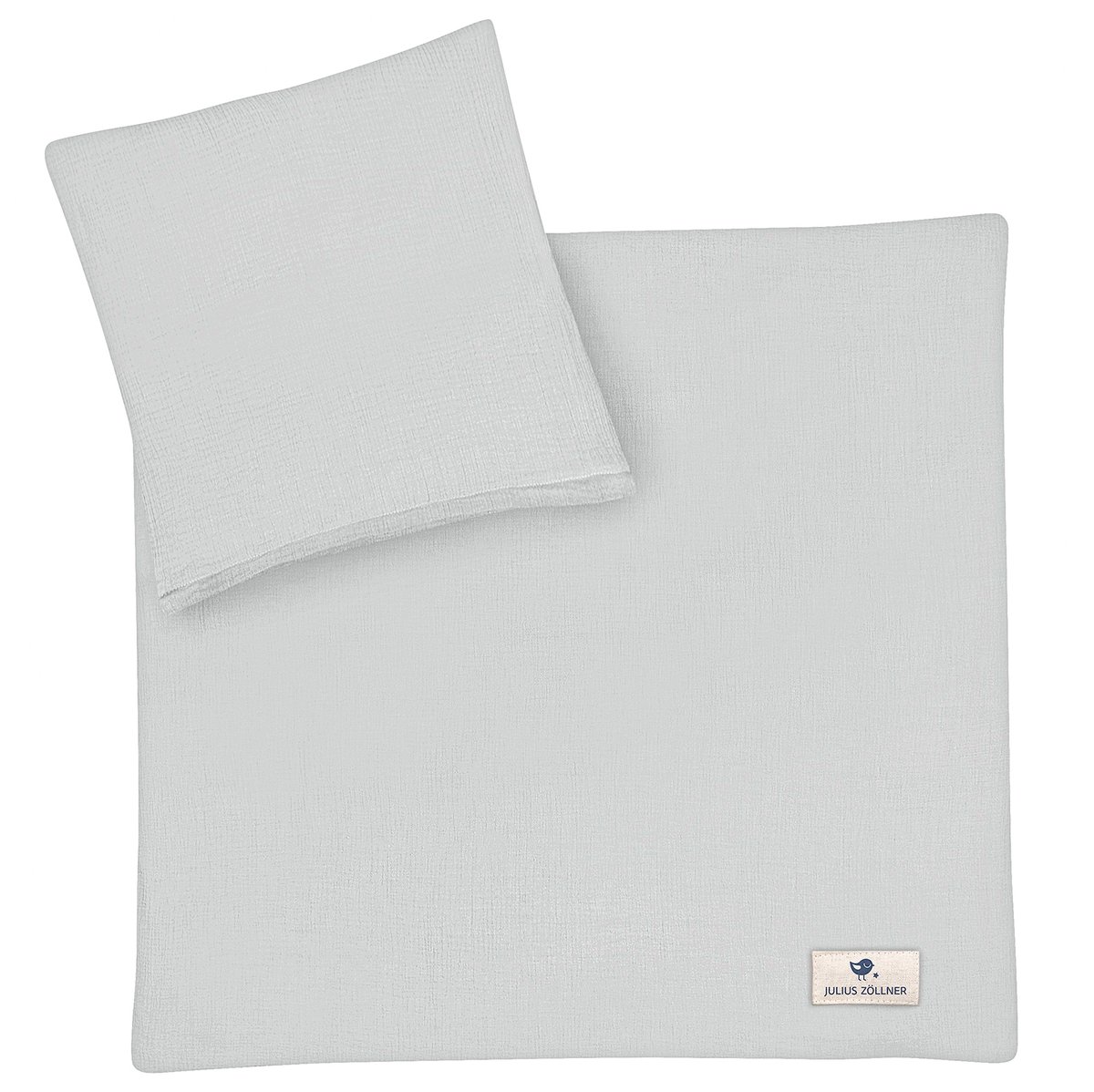 Julius Zöllner babybeddengoed mousseline - grau, maat 80x80 + 35x40 cm