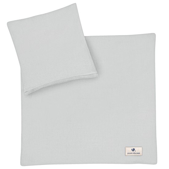 Julius Zöllner babybeddengoed mousseline - grau, maat 80x80 + 35x40 cm