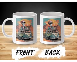 Dode Beats Koffie Mok, Schedel Van, VW Bus, Zonsondergang, Desert, Grappige Koffiemok, Unieke Mok, Koffie Liefhebber Geschenk