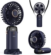 Handventilator - Mini Ventilator - Kleine USB-ventilator - Draagbare mini-ventilator - Oplaadbare batterij - 3600 mAh - Digitaal beeld - 5 Standen - Ventilator - Nek Ventilator usb oplaadbaar - Opvouwbaar met Display - Blauw