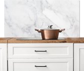 Spatscherm keuken 120x60 cm - Kookplaat achterwand Marmer - Wit - Grijs - Luxe - Marmerlook - Steen - Muurbeschermer - Spatwand fornuis - Hoogwaardig aluminium