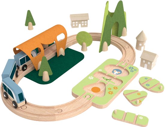 Classic World houten treinbaan speelset - 40-delig - educatief speelgoed.