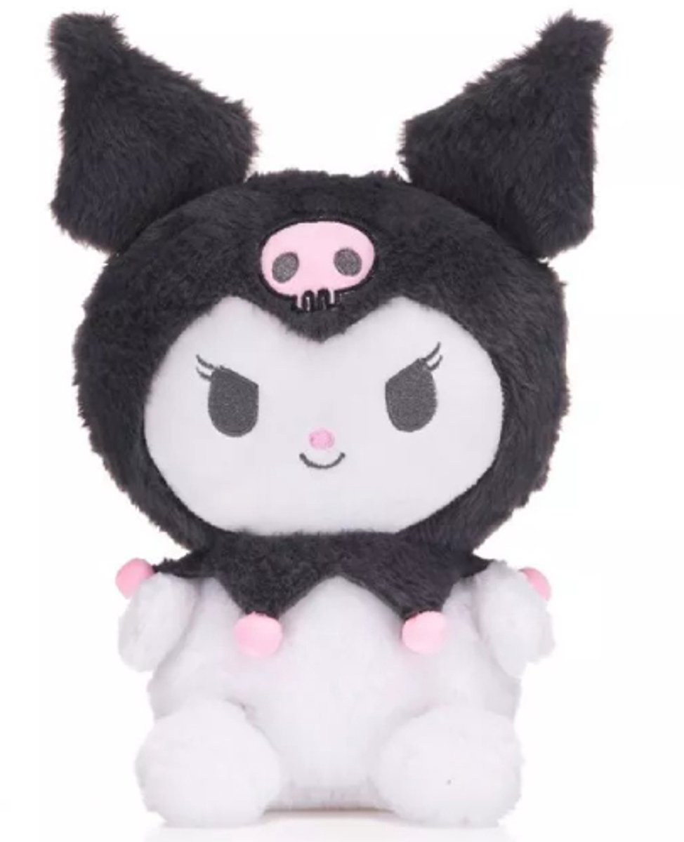 Kuromi (Zwart) Hello Kitty Fluffy Pluche Knuffel 30 cm - Speelgoed Knuffels voor Kinderen Meisjes - Kat Cat Kitten Plush Toy