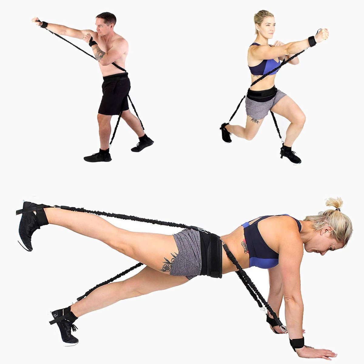 1 set - Sport Fitness Weerstandsbanden - Stretchbandenset - Bokstrainer - Boks Bounce Training Weerstandsbanden - Zwart - Voor been- en armoefeningen — cadeau in Sport & Outdoor - foto 2