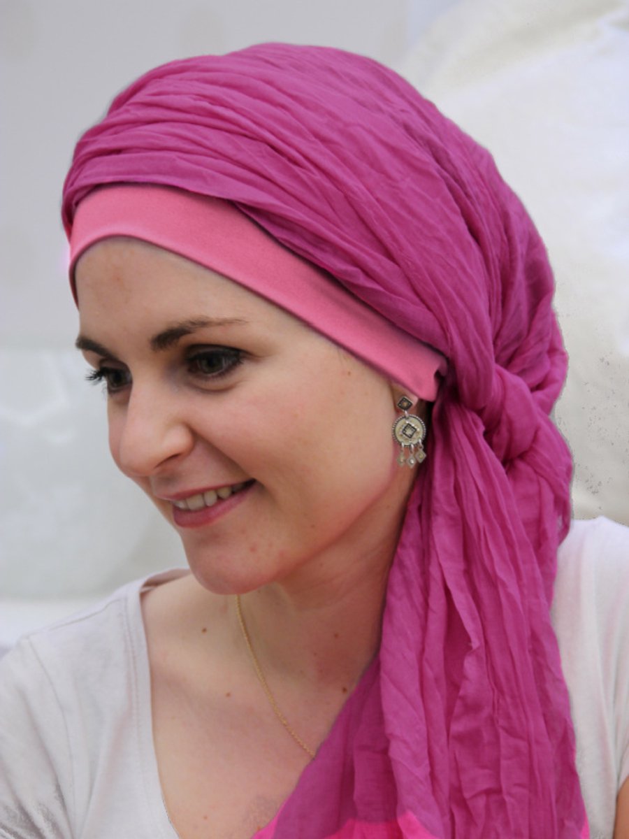 Lookhatme - chemo hoofddoek - New Delhi Fuchsia - chemo mutsjes dames