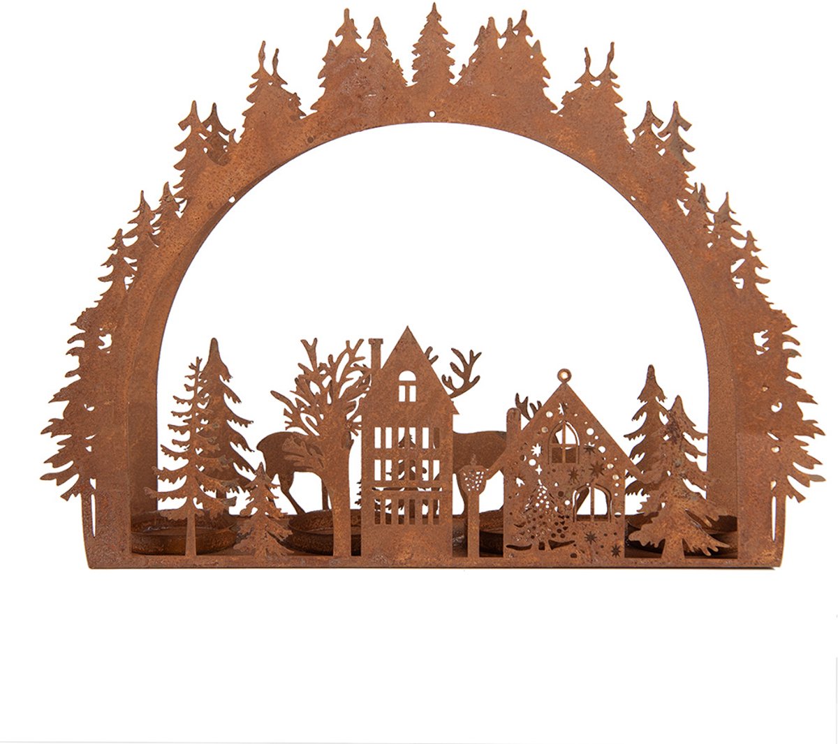 Clayre & Eef Waxinelichthouder 32x9x23 cm Bruin Metaal