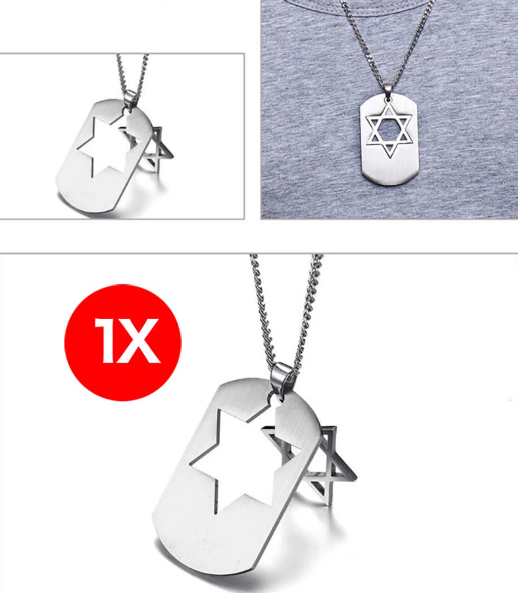 Actie4you® - Davidster Kruis Ketting - Joodse ketting - Davidster - Kruis Davidster - Hexagram Ketting - Culturele sieraden – Ketting met Hanger - Zilver Kleurig Uitklapbaar