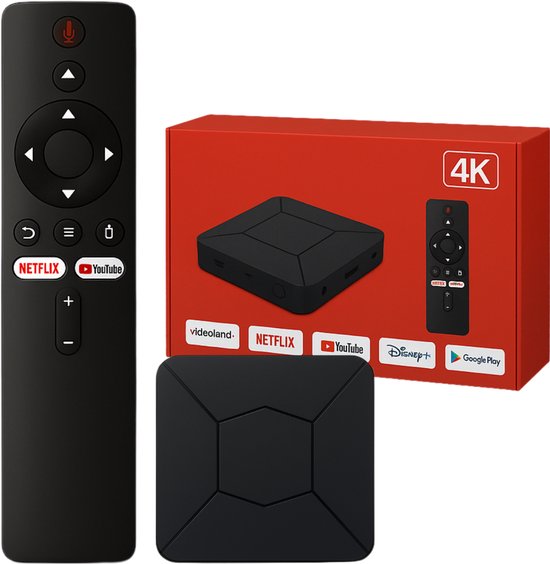 BMN® Mediaplayer - Android TV Box 4K - Chromecast Streaming Box - Google assistant - Werkt gegarandeerd met Netflix, YouTube, Disney+, ZiggoTV en meer