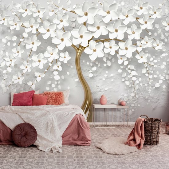 WALLARENA - Fotobehang - 350x250 cm - 3D bloemen boom voor slaapkamer woonkamer vliesbehang