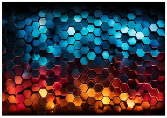 WALLARENA - Fotobehang - 400x280 cm - Jeugd fotobehang met 3D hexagons voor jongens