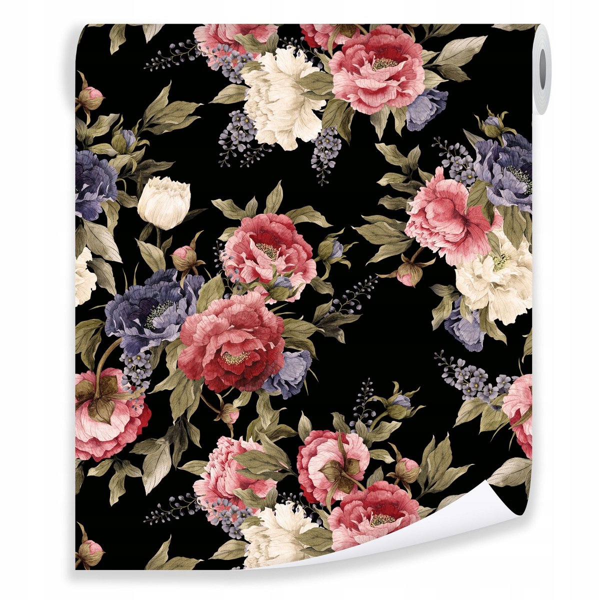 WALLARENA - Behang - Breedte 50 cm - bloemen pioen 3D zwart - Geschikt voor woonkamers, slaapkamers en studeerkamers - 10m