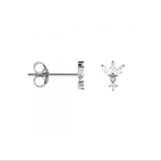 Karma Oorsteker Triple Flower Ovaal Zilver M3217