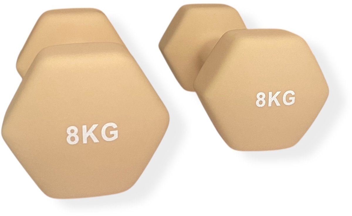 Padisport - Dumbells 8 Kg - Halter - Gewichten Set Halters - Gewichten 8 Kg - Beige - Gewichten - Dumbells - Halters - Gewichtjes 8 Kg