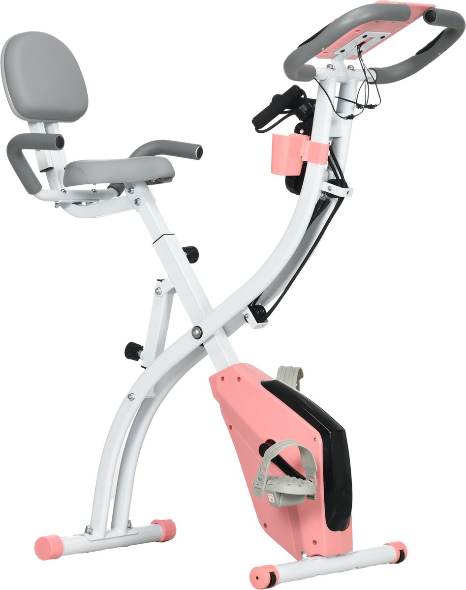 Afbeelding 2 van HOMCOM-Heimtrainer-Stahl, ABS-105cm x 48cm x 118cm-Rosa+Weiß