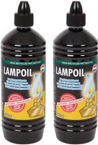 Lampenolie - Fakkelolie 2 x 1 Liter - Rookloos en Geurloos - Voor Olielampen en Tuinfakkels