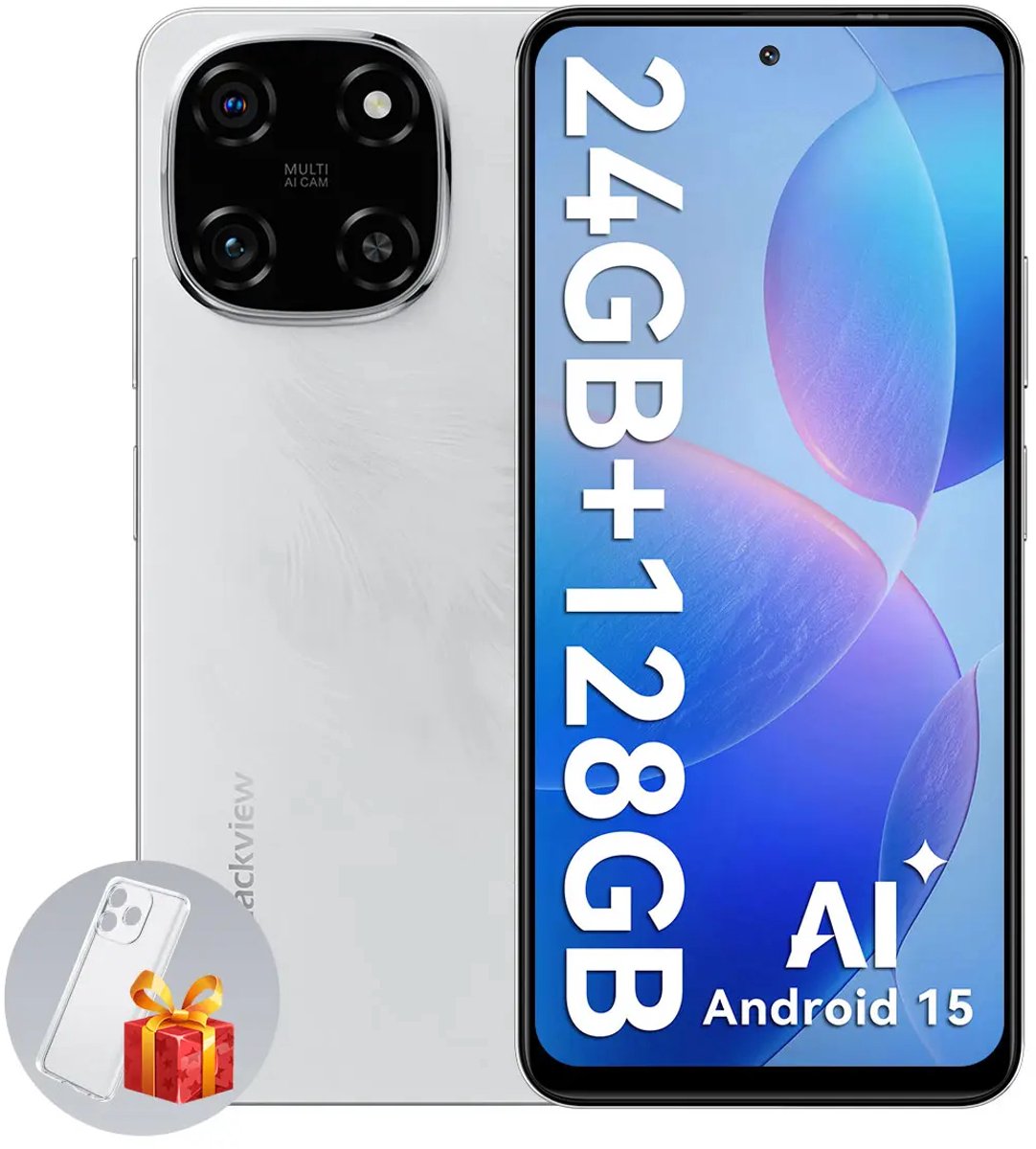 Blackview COLOR 6 Smartphone - 24GB RAM - 128GB ROM - 6.67 Inch - 5000mAh - Dual 4G LTE - Android 15 - OTG - Wit